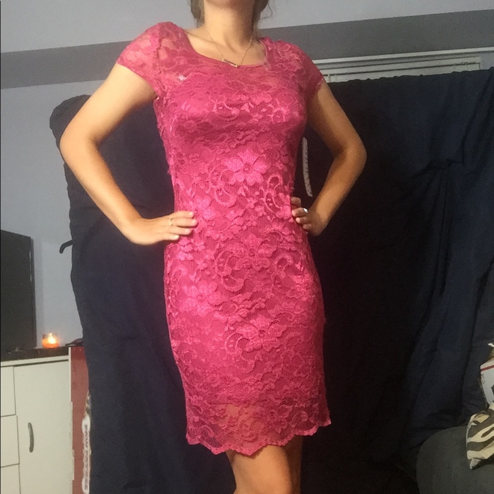 Pink shirt body con dress
